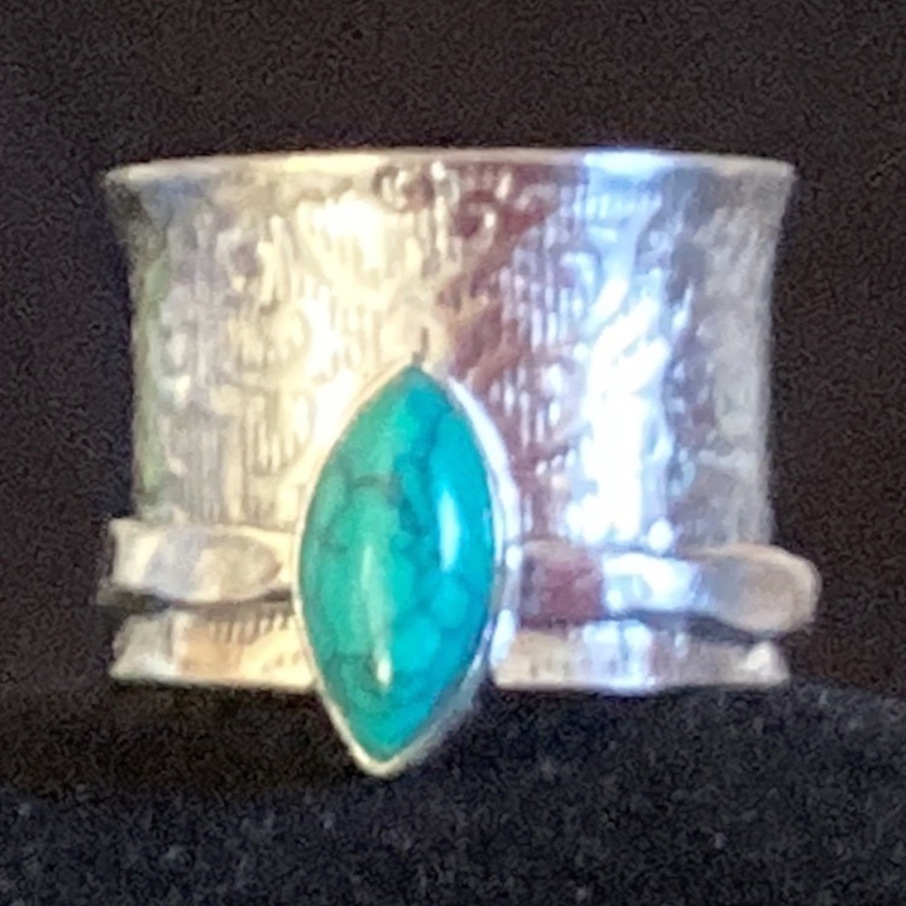 925 silver & natural turquoise spinner ring
